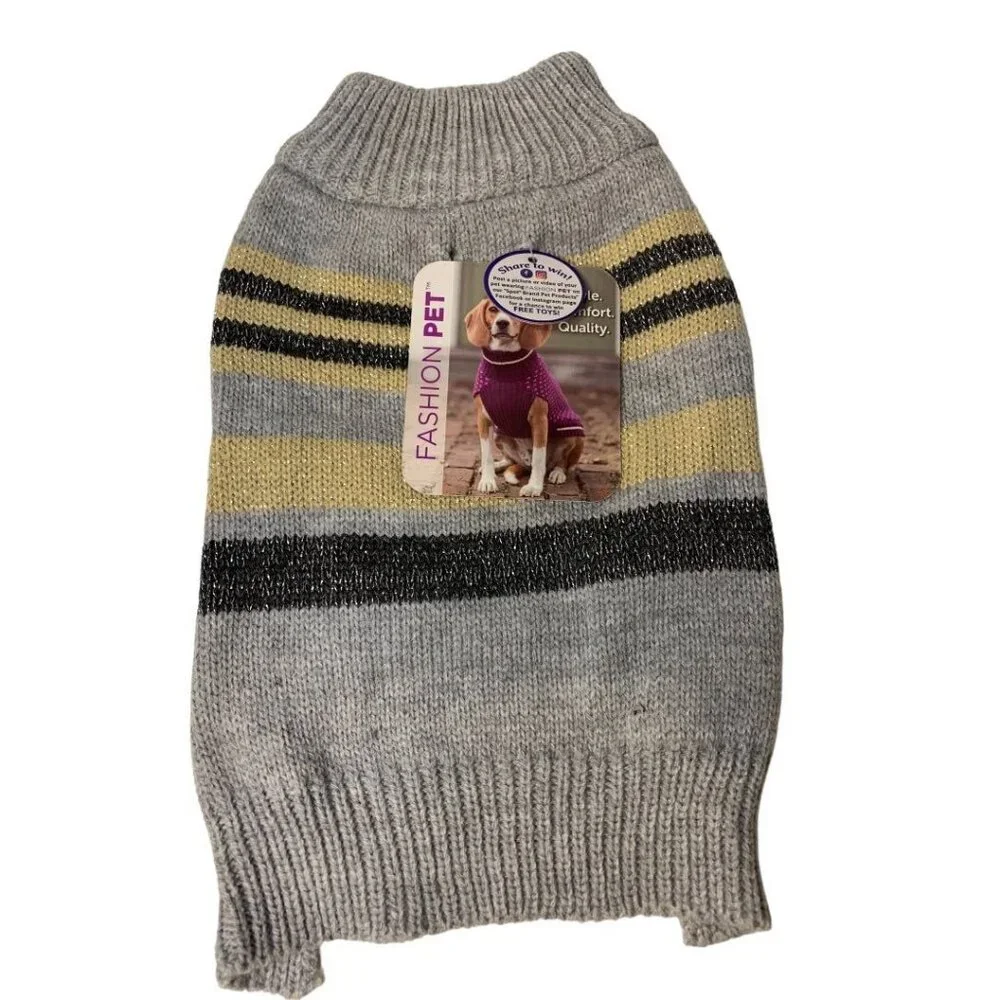 Small‎ Fashion Pet Striped Gray Sweater Dog 10